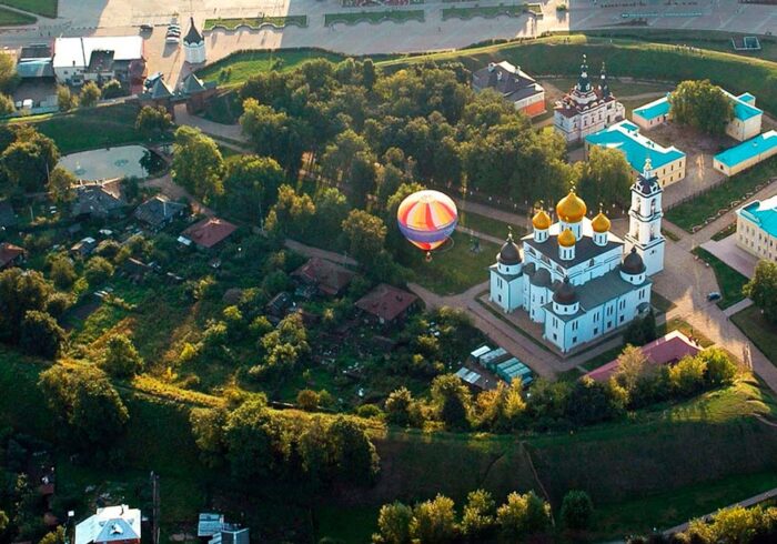 Панорама Дмитрова с высоты из вертолёта