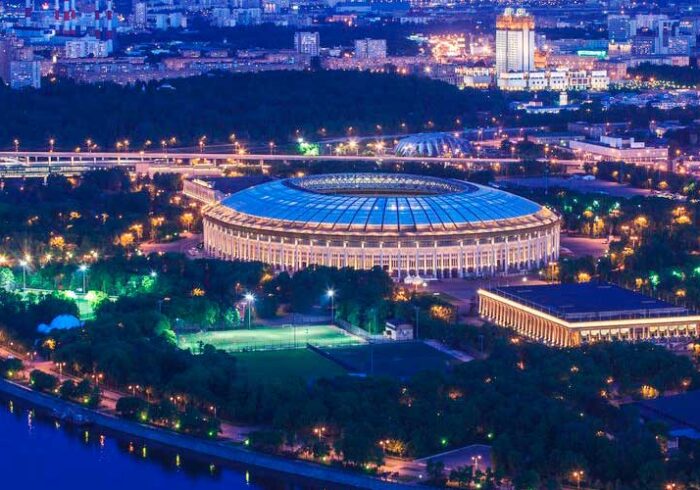 Панорама стадиона «Лужники» в Москве на экскурсии на стадион "Лужники" с подъемом на крышу стадиона от компании «Captour»